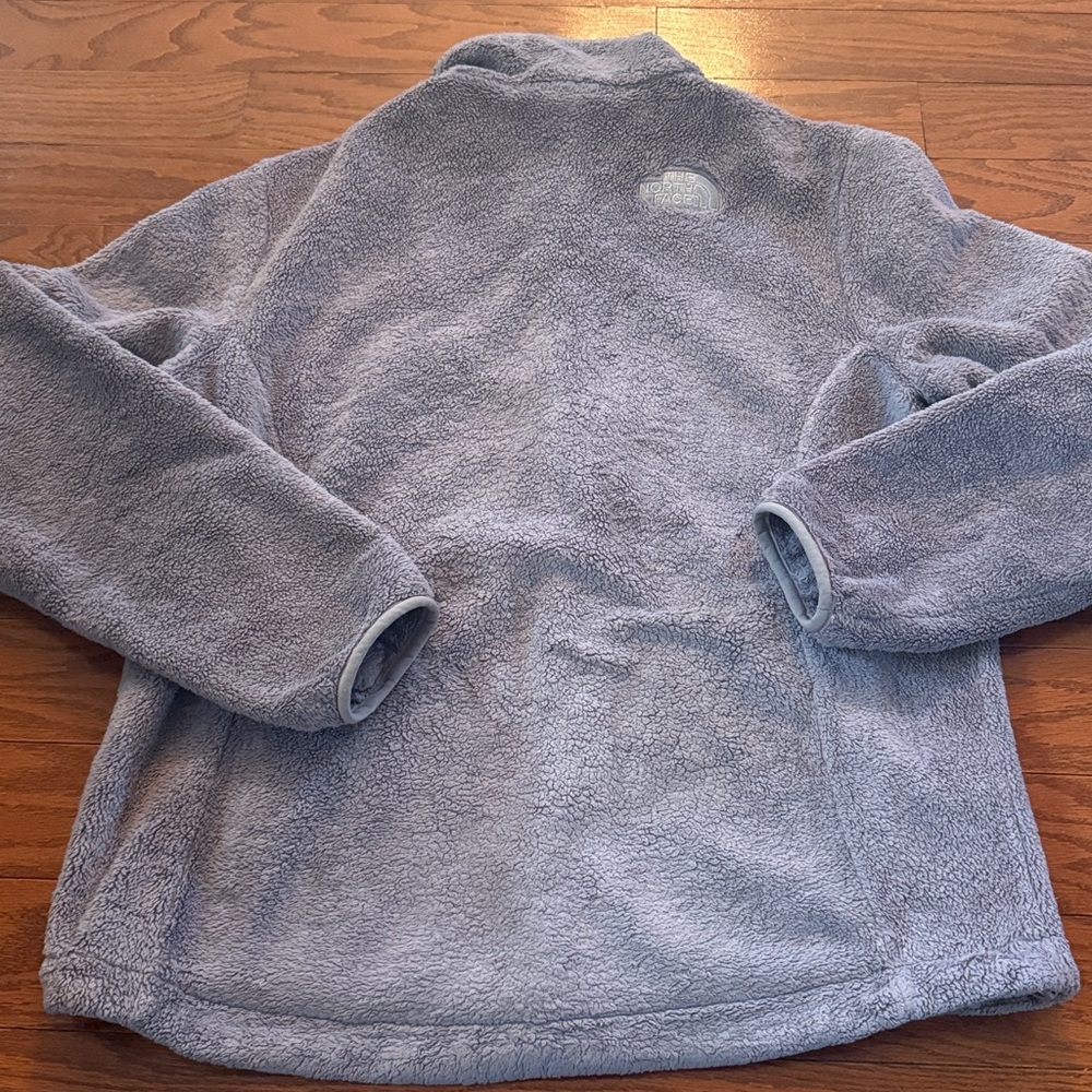Gray fuzzy North Face zip up - Picture 9 of 10